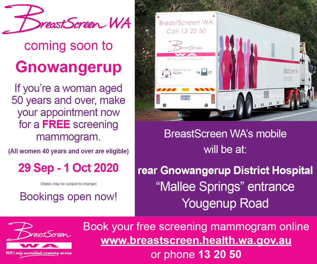 BREASTSCREEN WA COMING TO GNOWANGERUP