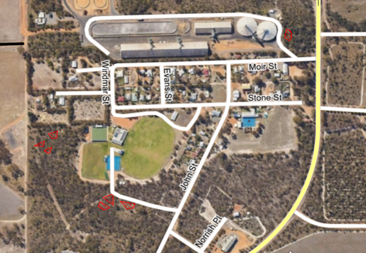 map of burn site within the town of Borden