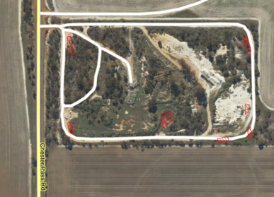 Borden tip areas of hazard reduction activities. Each corner plus mid south border