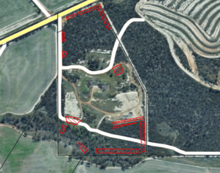 Map of Ongerup refuse site burn areas