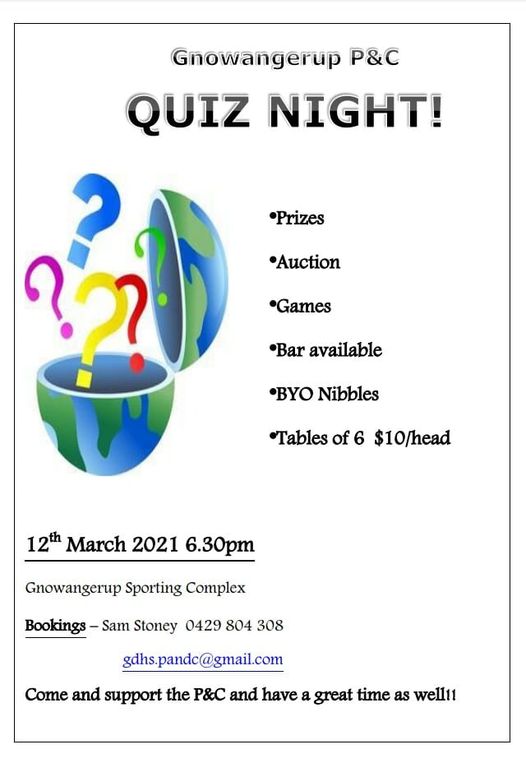 Gnowangerup P&C Quiz Night