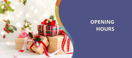 Opening hours over holiday period