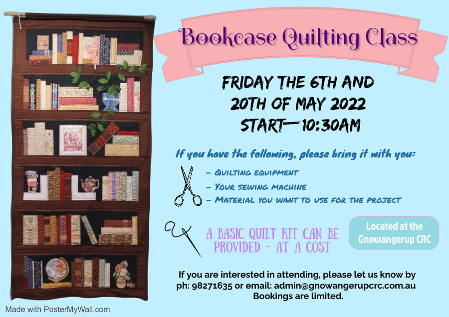Bookcase Quilting Class
