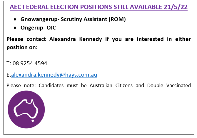 AEC Federal Election Positions Available